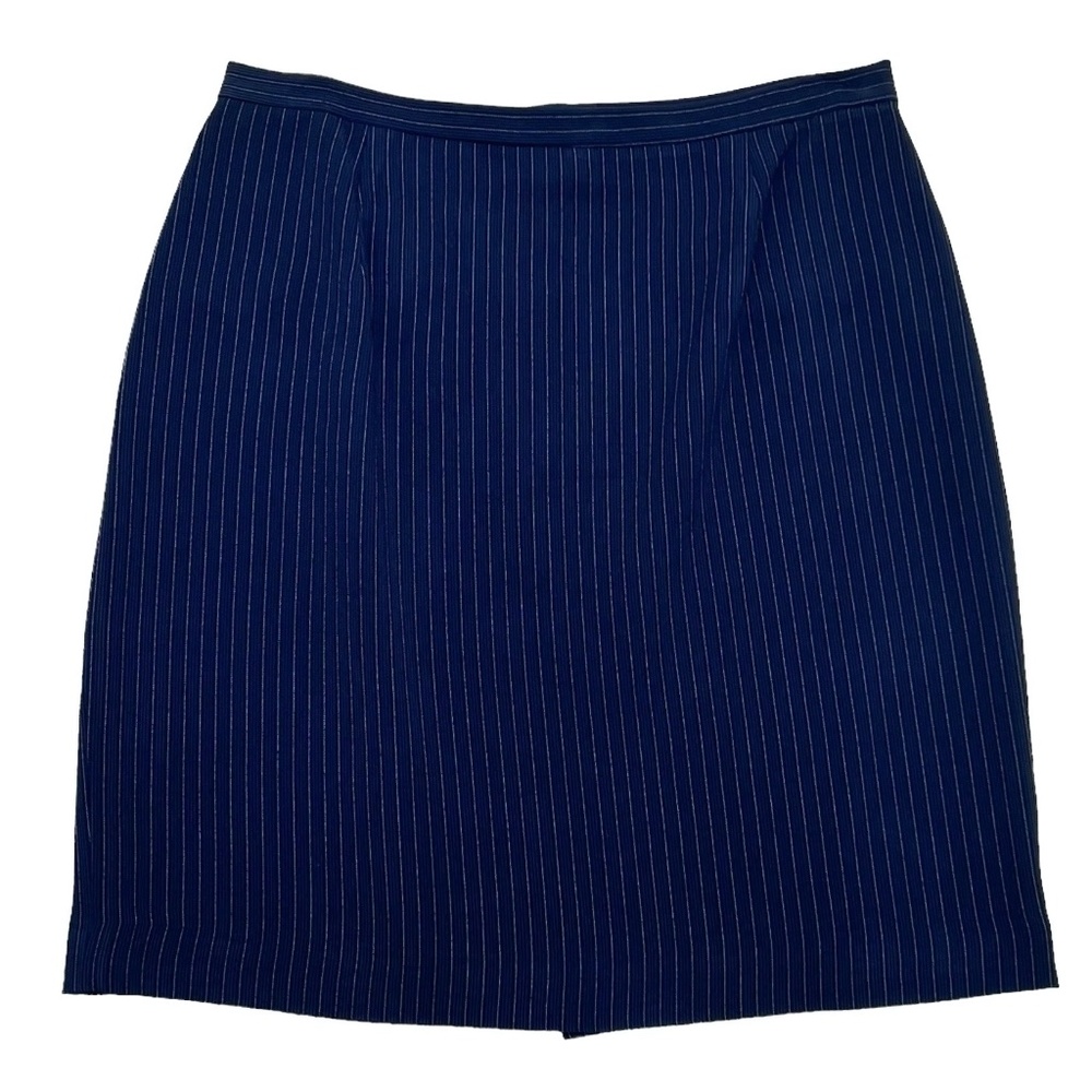 GRUPPO AMERICANO SUITED NAVY PINSTRIPE SUIT STRAIGHT SKIRT